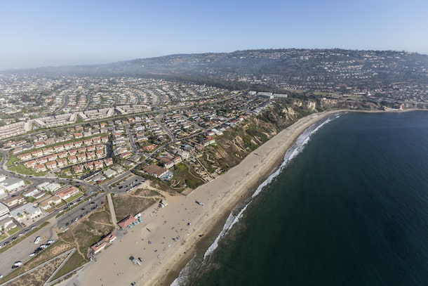 aerial view of the Torrance coastline on a clear day