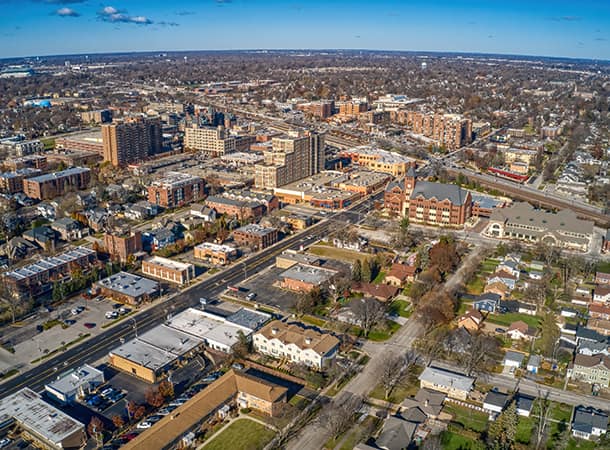 Aerial view of Arlington Heights, Illinois