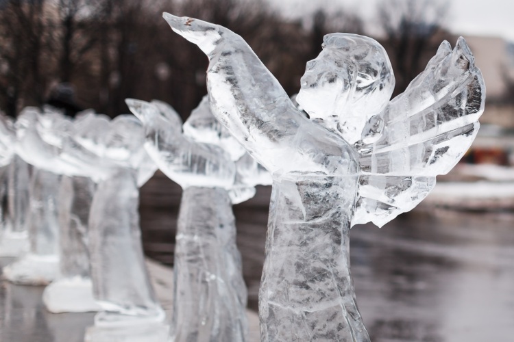 Ice sculptures of angels