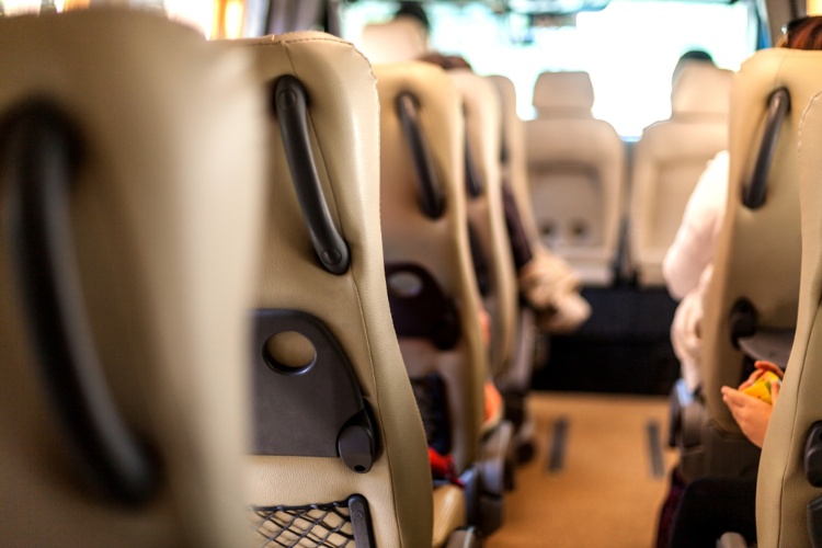 The interior of a minibus