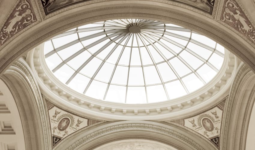 archways and paintings on the ceiling of Caesars Palace