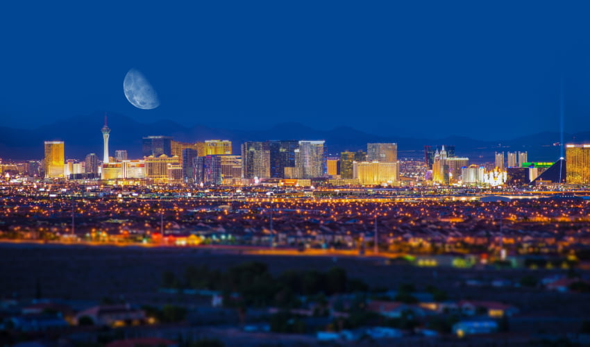 the Las Vegas skyline at night time