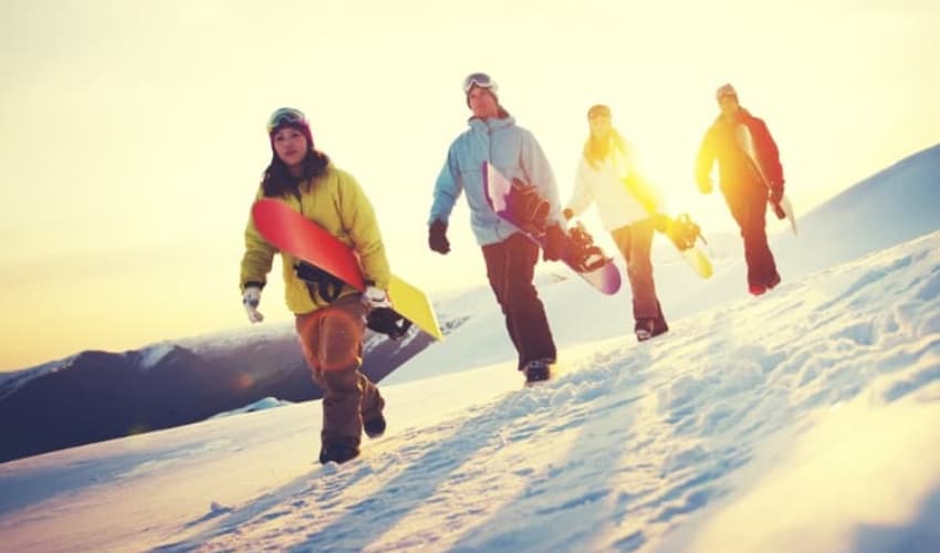 A group of snowboarders in Washington DC