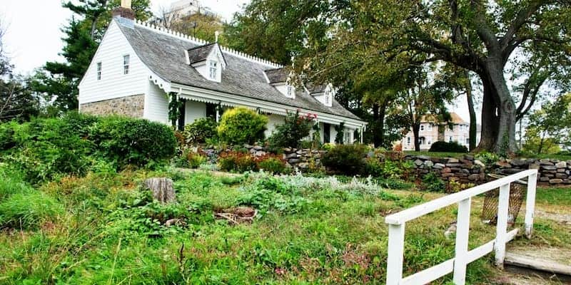 exterior view of the Alice Austen House on Staten Island in new york city