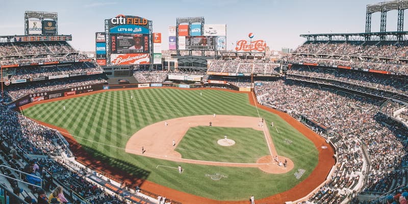 aerial view of fan enjoying a mets game at citi field in queens in new york city