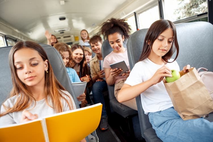 Kids on bus for field trip