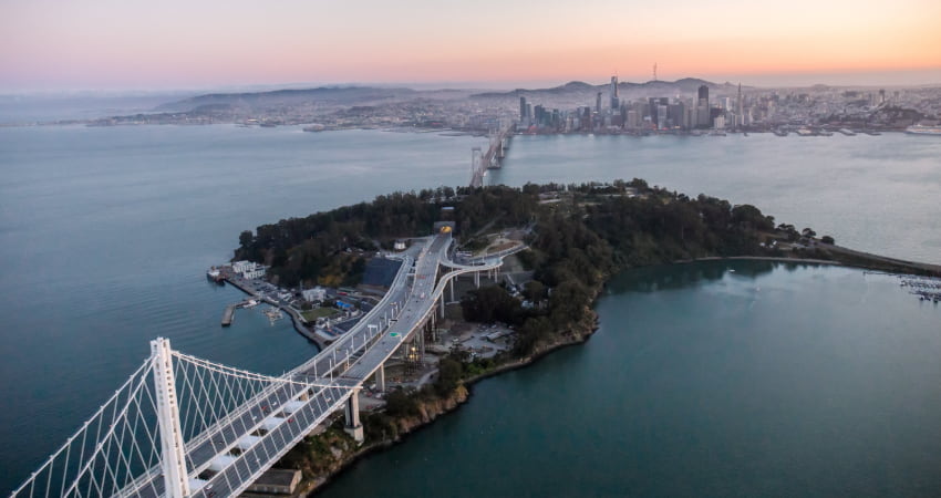 aerial view of Treasure Island in San Francisco