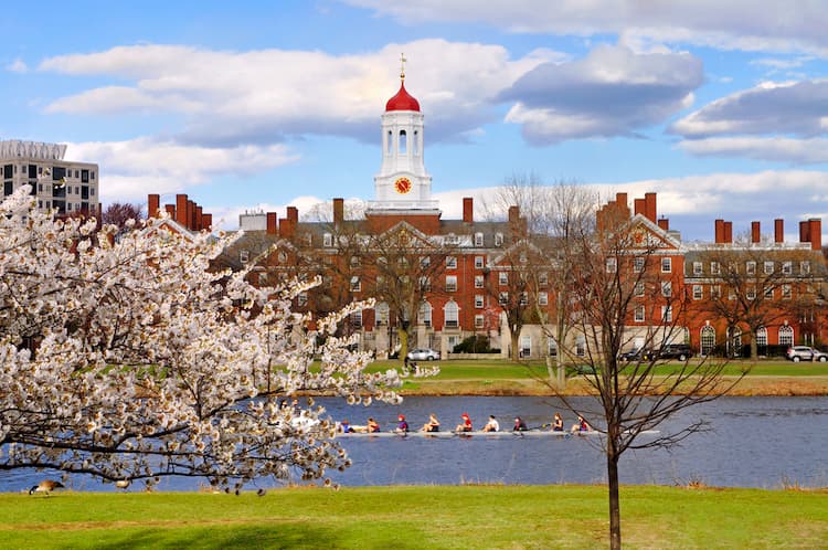 Harvard University lake and central building