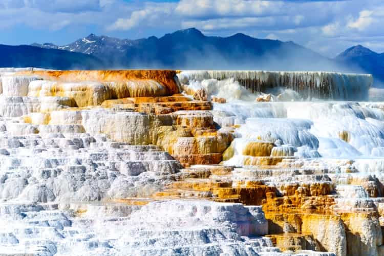 The Mammoth Hot Springs at Yellowstone National Park