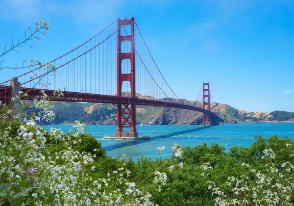 View of the Golden Gate Bridge from a hiking vantage point