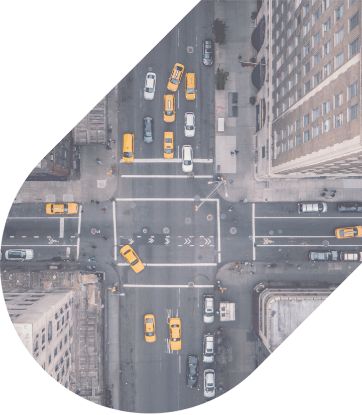 picture of a new york city intersection from above