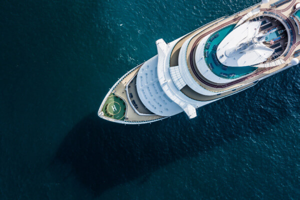 aerial view of a cruise ship