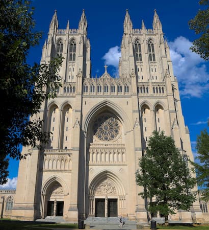 The exterior facade of the Washington National Cathedral