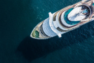 An aerial view of a cruise ship