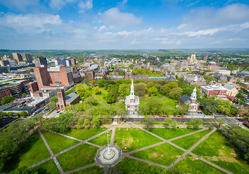 aerial view of New Haven, Connecticut