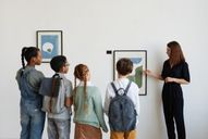 students on a tour in an art museum