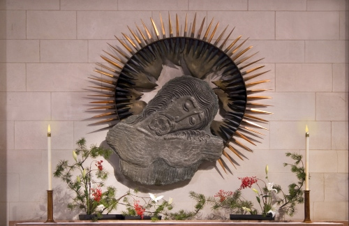 An altar at the Washington National Cathedral depicting Jesus Christ