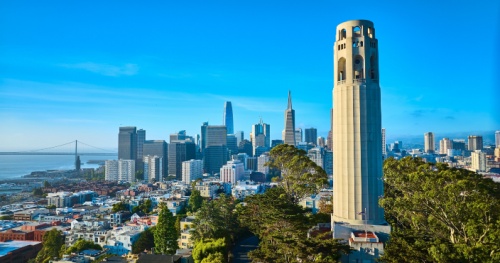coit tower and the san francisco skyline