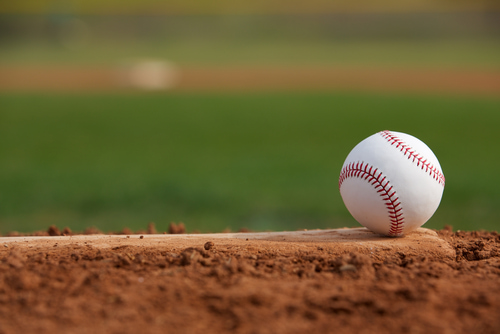 a baseball on a field 