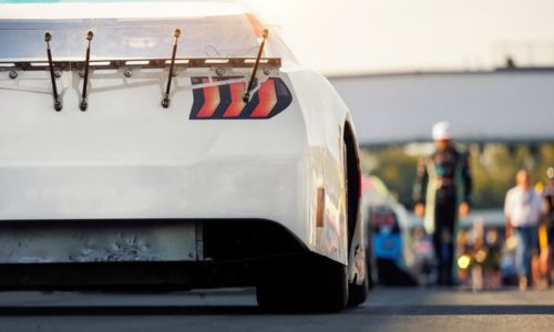 A NASCAR racecar before a race