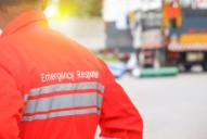 a close up of an emergency worker's jacket